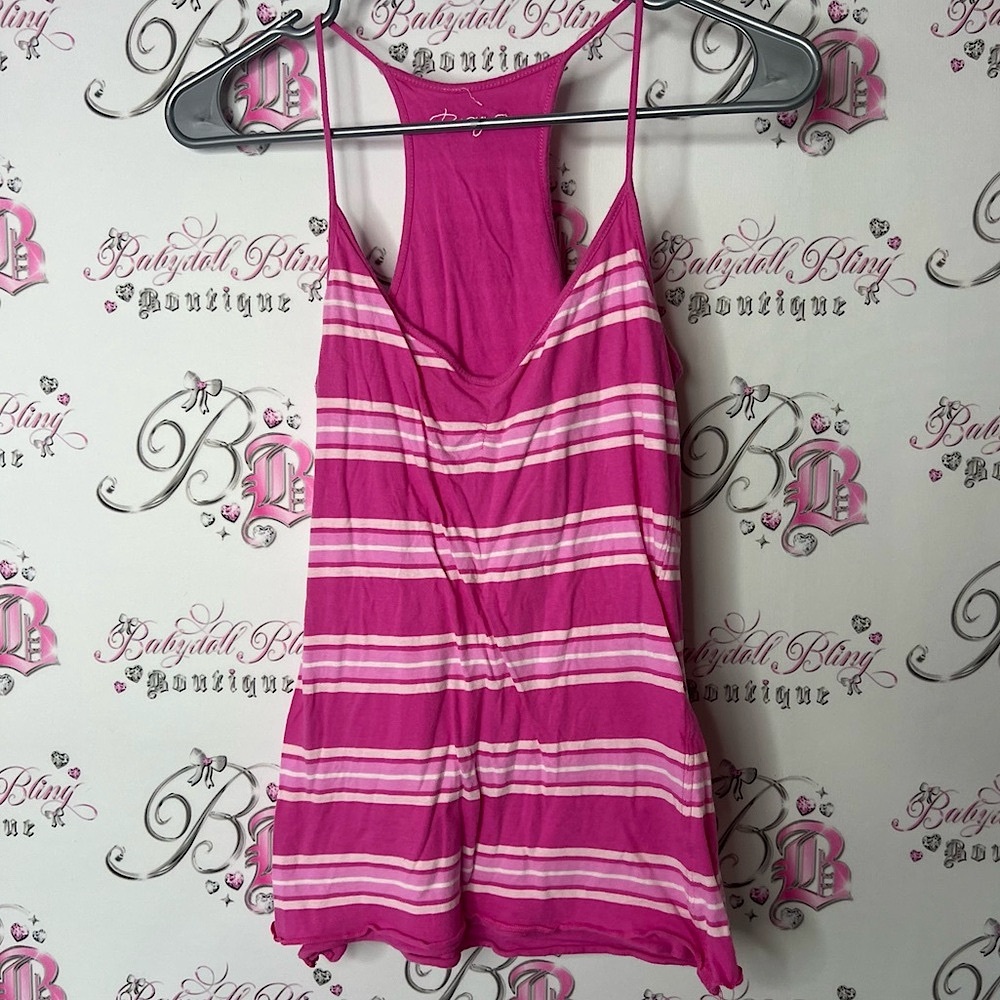 Roxy tank top stripes candy Colors strappy pink and White Striped beach surf